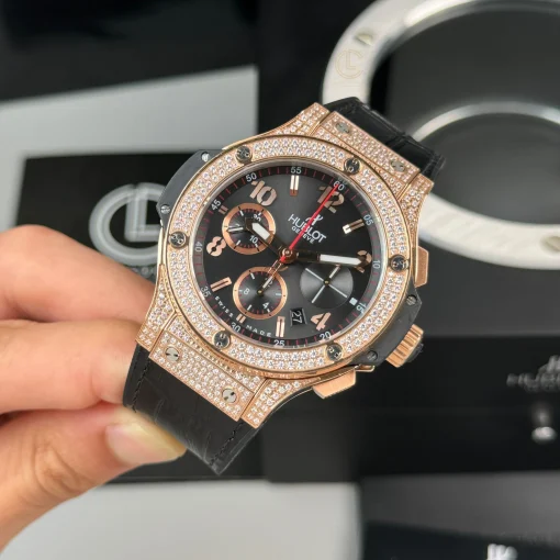 Hublot Big Bang Full Diamonds 44mm Black Dial Rose Gold ETA.7750 - VIP Version