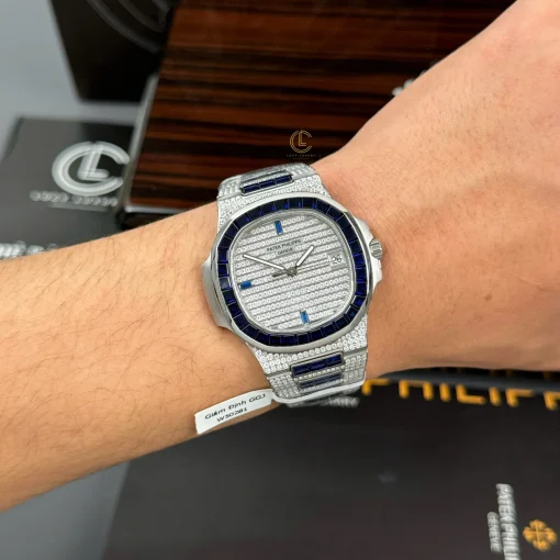 Patek Philippe Nautilus 5711/1A 40mm Demi Baugette Blue Full Moissanite HongKong – VIP Version - Experience perfection — at a surprisingly affordable cost, just for you