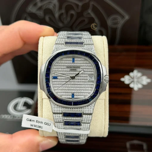 Patek Philippe Nautilus 5711/1A 40mm Demi Baugette Blue Full Moissanite HongKong – VIP Version - Experience perfection — at a surprisingly affordable cost, just for you