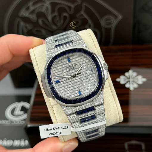 Patek Philippe Nautilus 5711/1A 40mm Demi Baugette Blue Full Moissanite HongKong – VIP Version - Experience perfection — at a surprisingly affordable cost, just for you