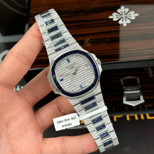 Patek Philippe Nautilus 5711/1A 40mm Demi Baugette Blue Full Moissanite HongKong – VIP Version - Experience perfection — at a surprisingly affordable cost, just for you