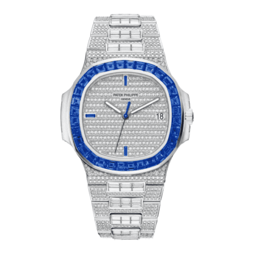 Patek Philippe Nautilus 5711/1A 40mm Demi Baugette Blue Full Moissanite HongKong – VIP Version - Experience perfection — at a surprisingly affordable cost, just for you