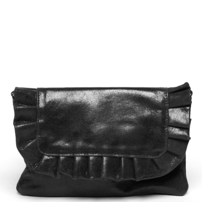Ruffle Shoulder Bag for Women – Ruched Pleated Handbag with Flirty Frill Trim & Detachable Strap for Clutch Use