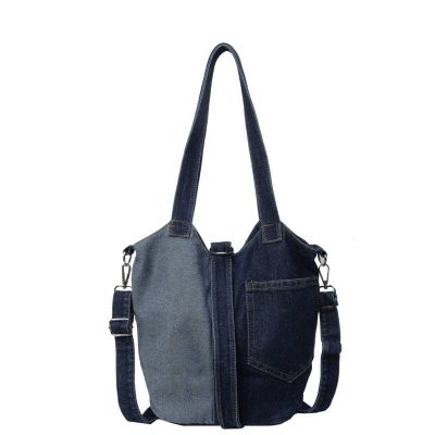Women's Korean Style Patchwork Handbag – Trendy Paneled Shoulder Tote with Unique Mixed-Material Design